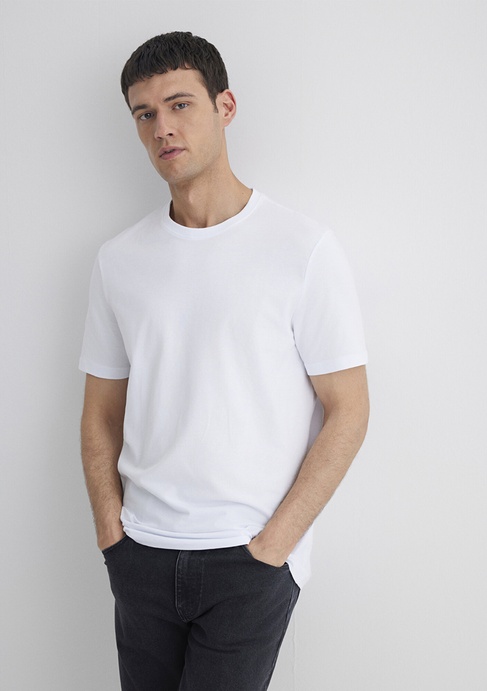  Mavi Stretch Beyaz Basic Tişört Regular Fit / Normal Kesim 0610252-620
