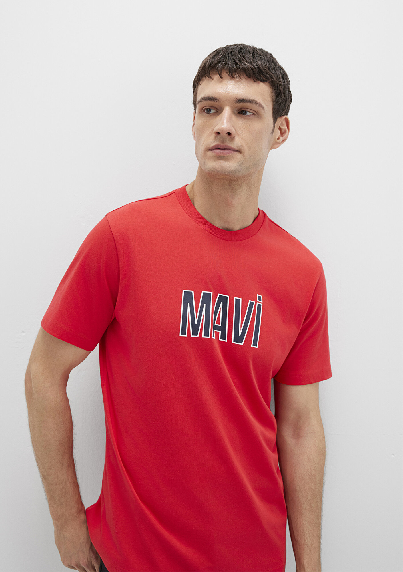  Mavi Mavi Logo Baskılı Kırmızı Tişört Regular Fit / Normal Kesim 066842-33099