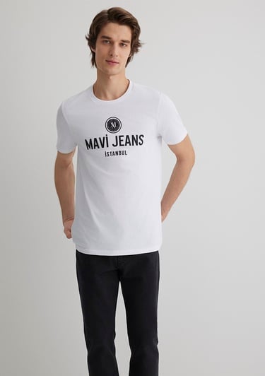  Mavi Mavi Jeans Baskılı Beyaz Tişört Slim Fit / Dar Kesim 066195-620