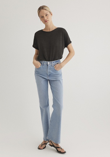  Mavi Dokulu Antrasit Basic Tişört Loose Fit / Bol Rahat Kesim 167311-70087