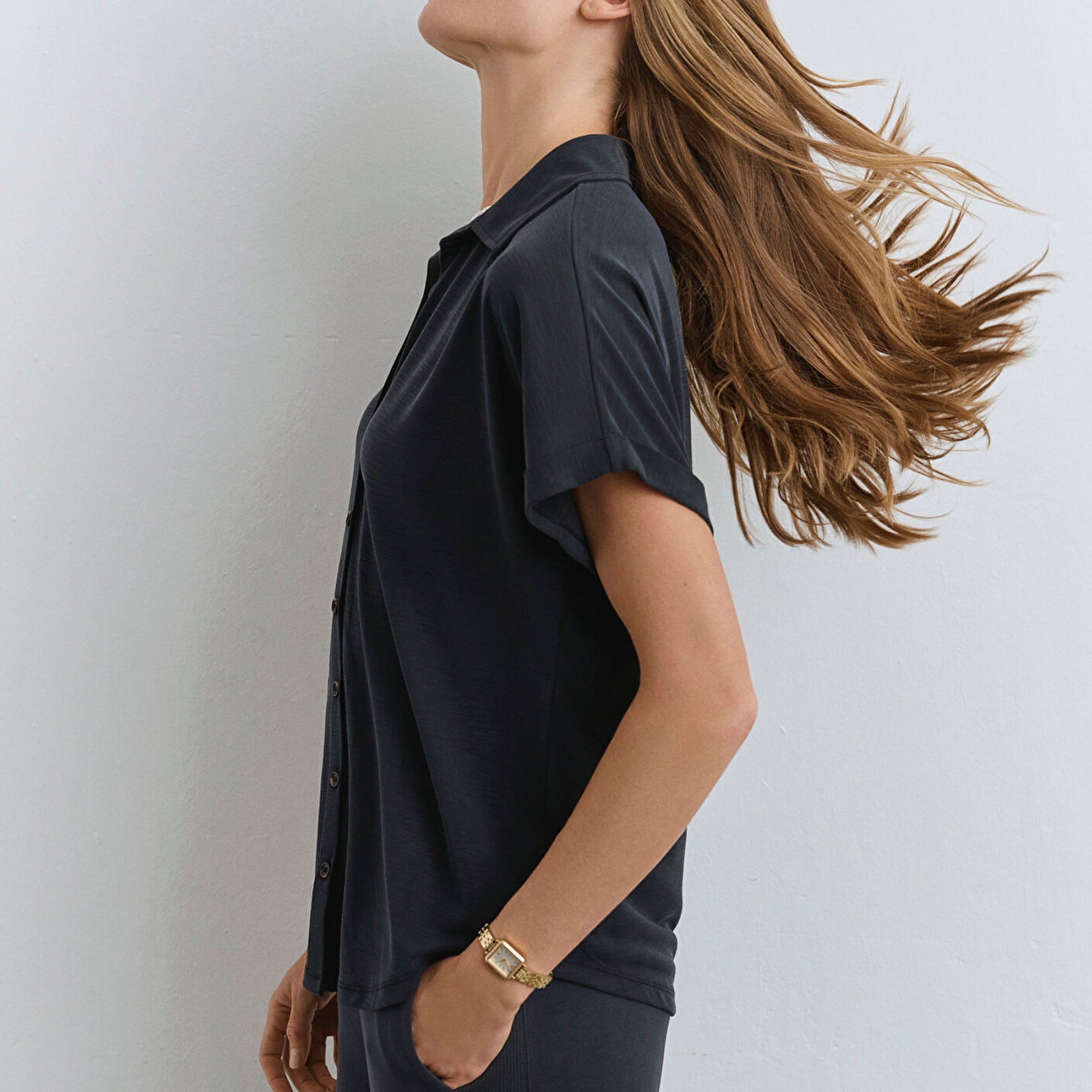 Mavi Lux Touch TENCEL TM Antrasit Modal Gömlek Regular Fit / Normal Kesim 168081-900