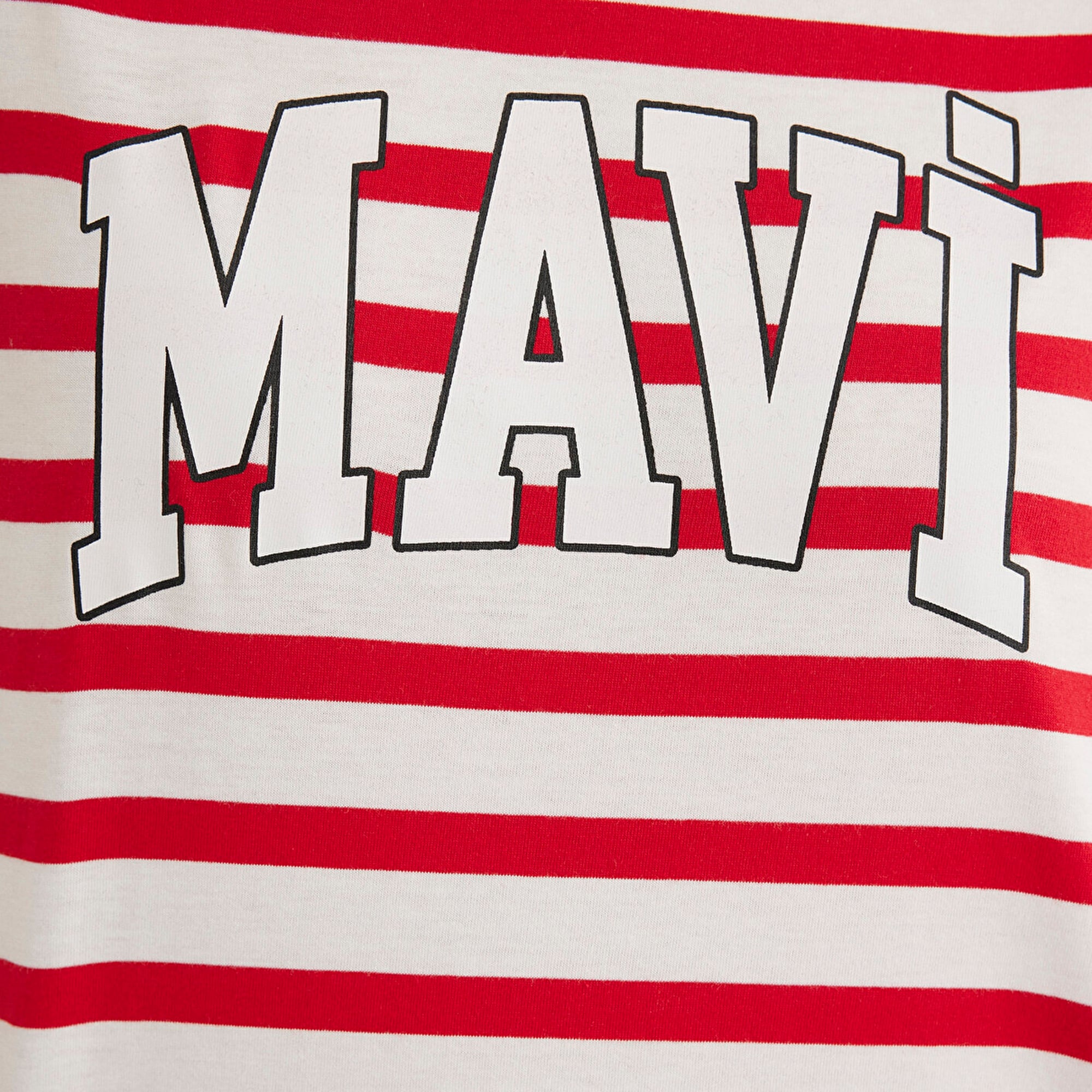 Mavi Mavi Logo Baskılı Kırmızı Çizgili Tişört Regular Fit / Normal Kesim 1611360-84475