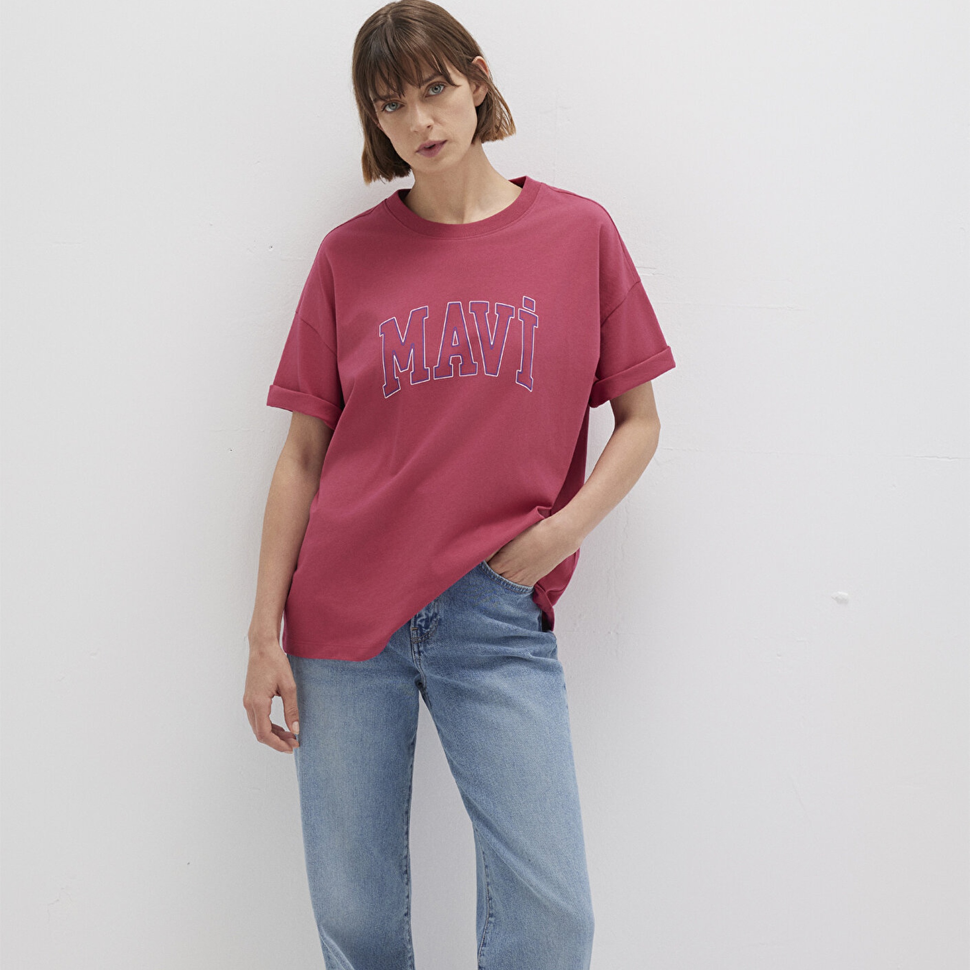 Mavi Mavi Logo Baskılı Pembe Tişört Regular Fit / Normal Kesim 1611193-70931