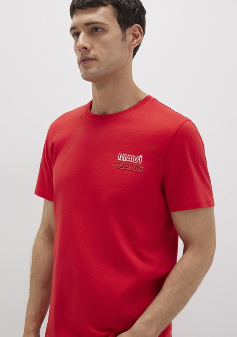  Mavi Mavi Jeans Baskılı Kırmızı Tişört Slim Fit / Dar Kesim 066841-33099