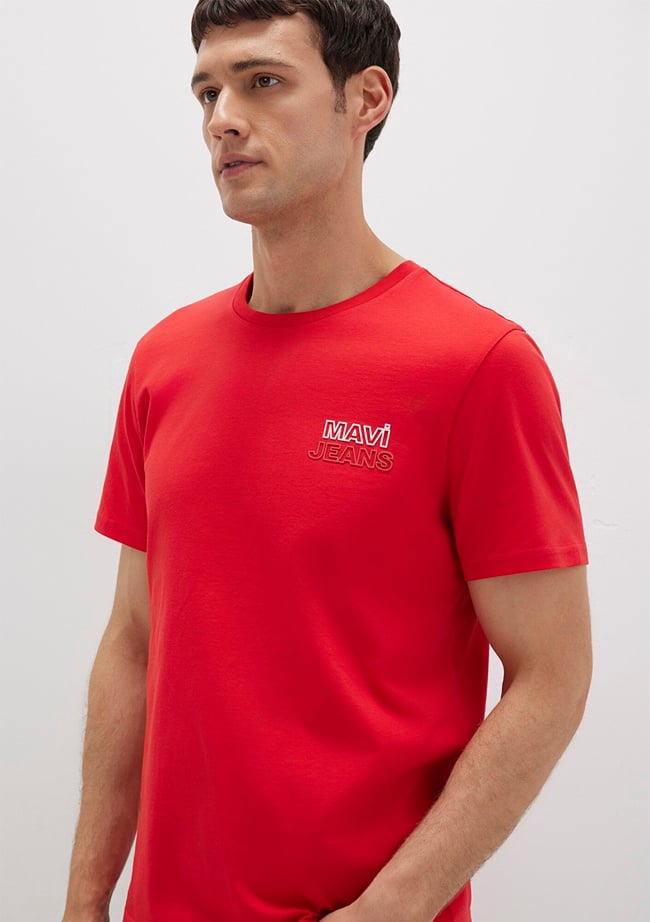  Mavi Mavi Jeans Baskılı Kırmızı Tişört Slim Fit / Dar Kesim 066841-33099