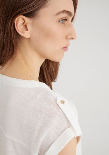  Mavi V Yaka Beyaz Bluz 122504-30701