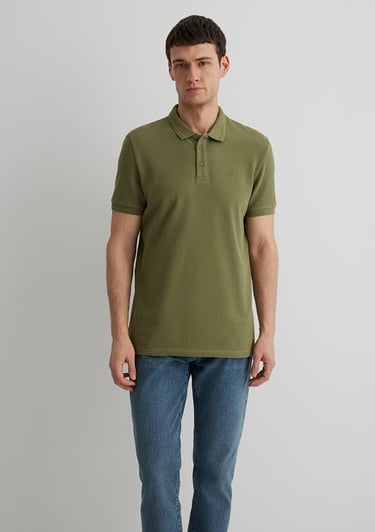  Mavi Haki Polo Tişört Slim Fit / Dar Kesim 064946-28524