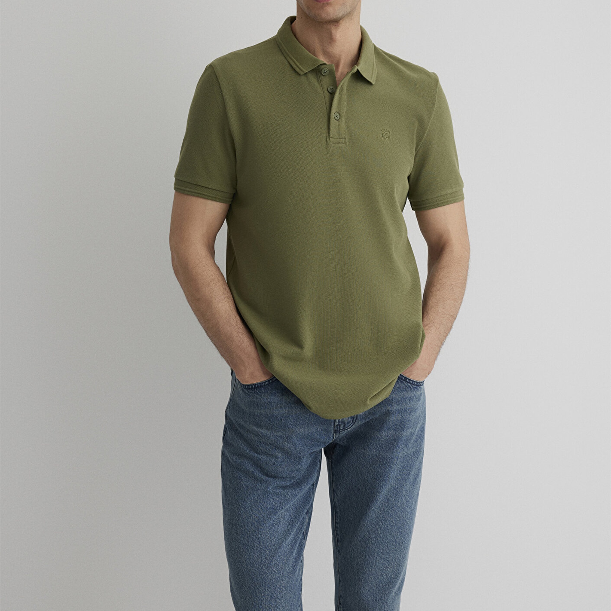 Mavi Haki Polo Tişört Slim Fit / Dar Kesim 064946-28524