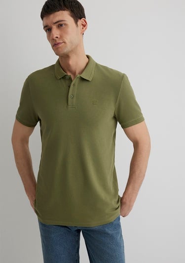  Mavi Haki Polo Tişört Slim Fit / Dar Kesim 064946-28524