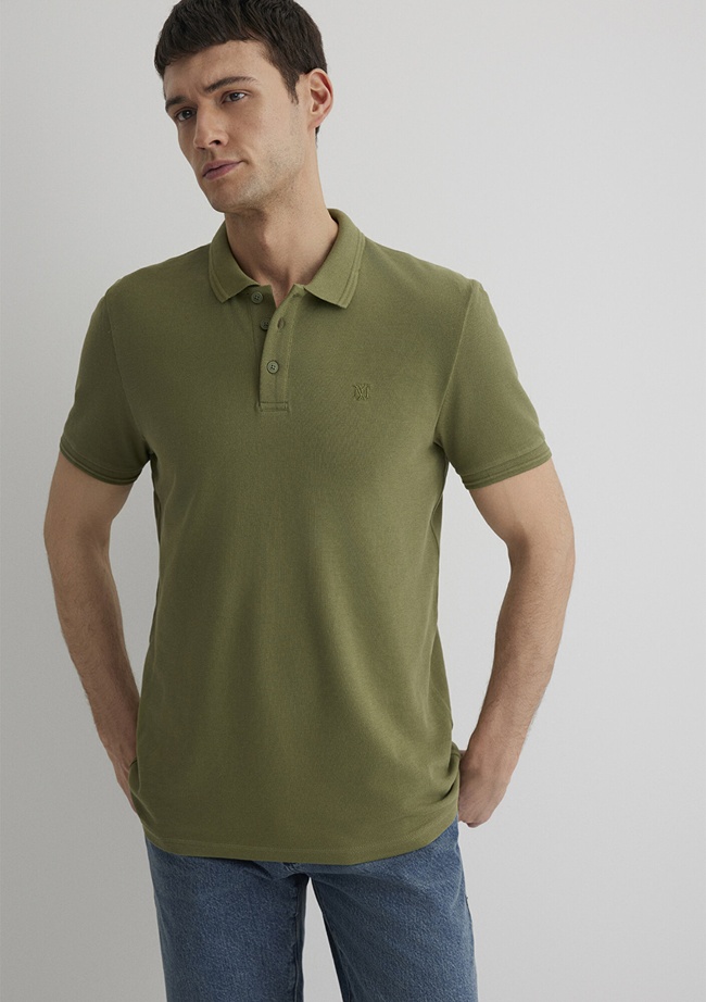 Mavi Haki Polo Tişört Slim Fit / Dar Kesim 064946-28524