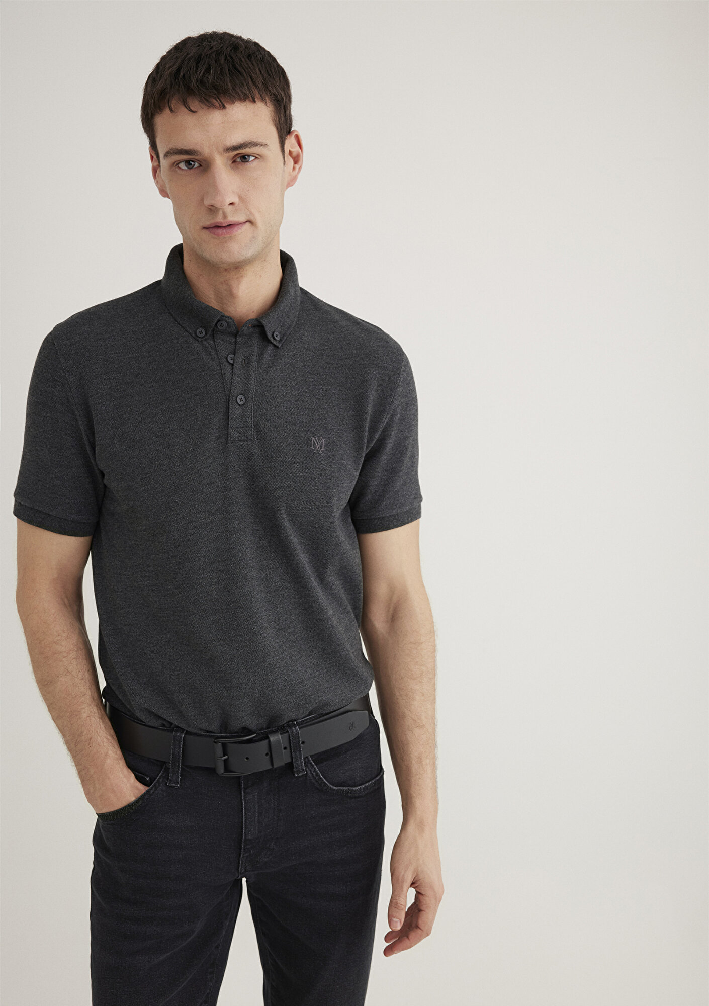  Mavi Antrasit Polo Tişört Slim Fit / Dar Kesim 063247-28392