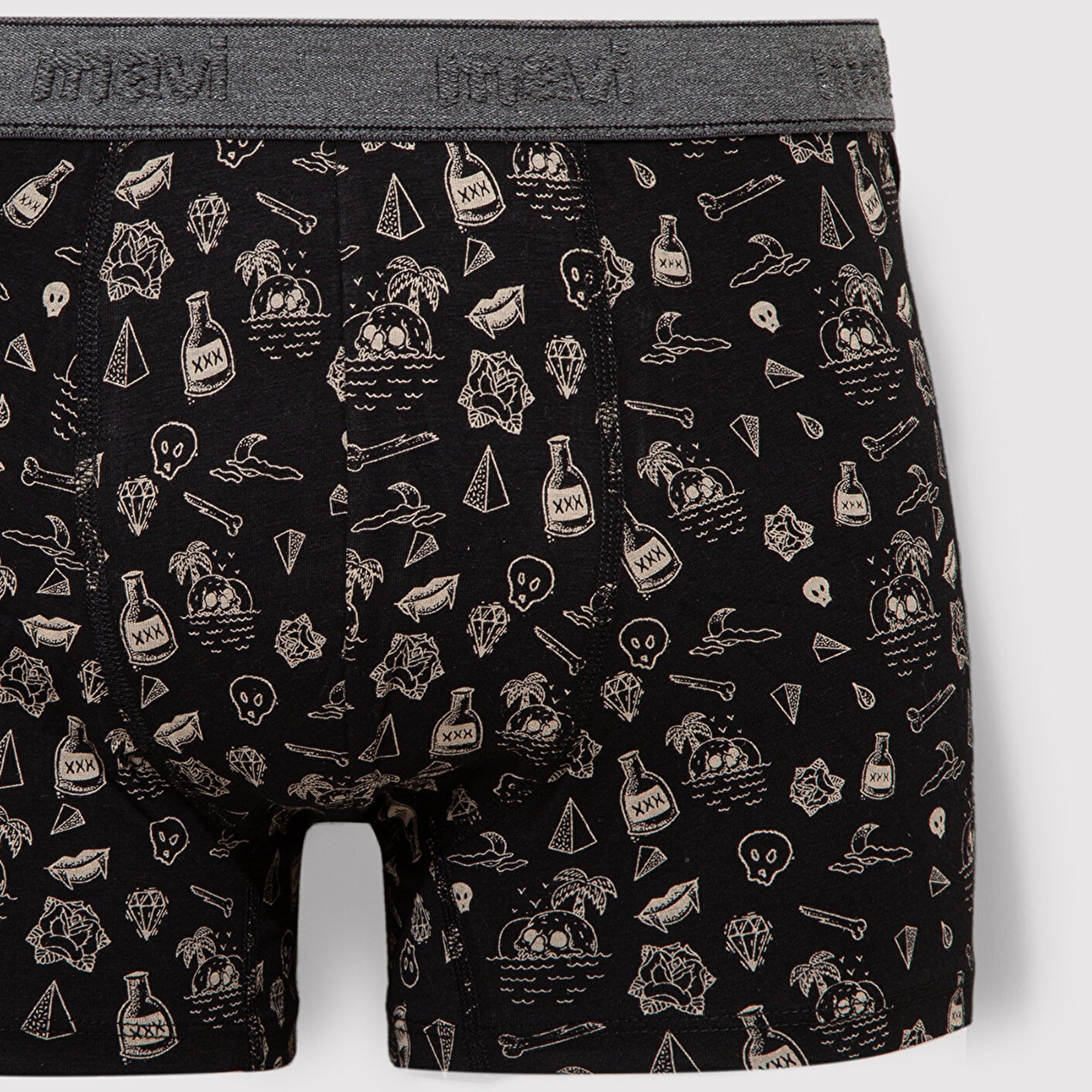 Mavi Baskılı Siyah Boxer 091719-900