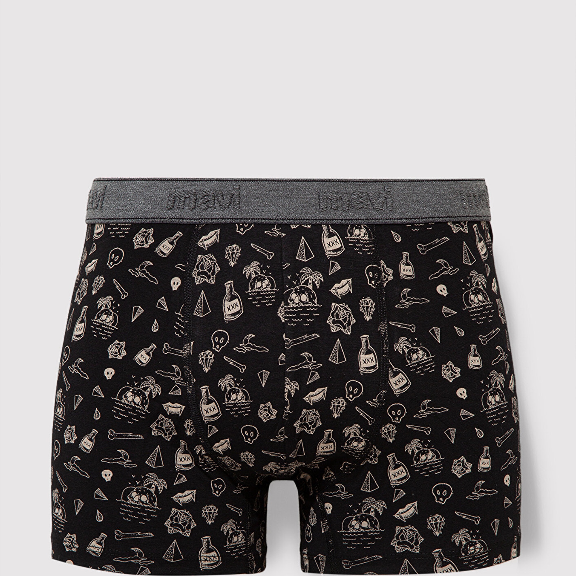 Mavi Baskılı Siyah Boxer 091719-900