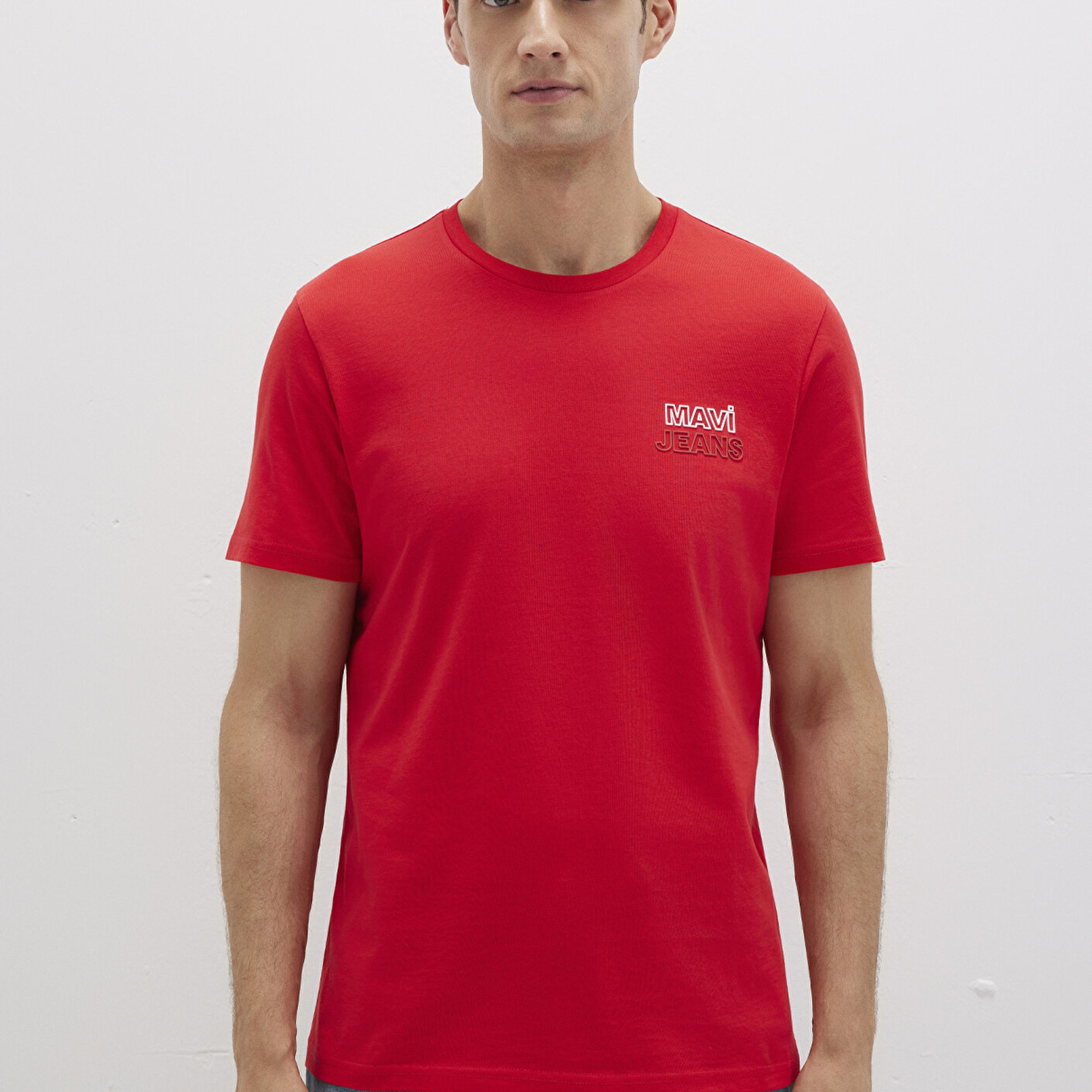 Mavi Mavi Jeans Baskılı Kırmızı Tişört Slim Fit / Dar Kesim 066841-33099