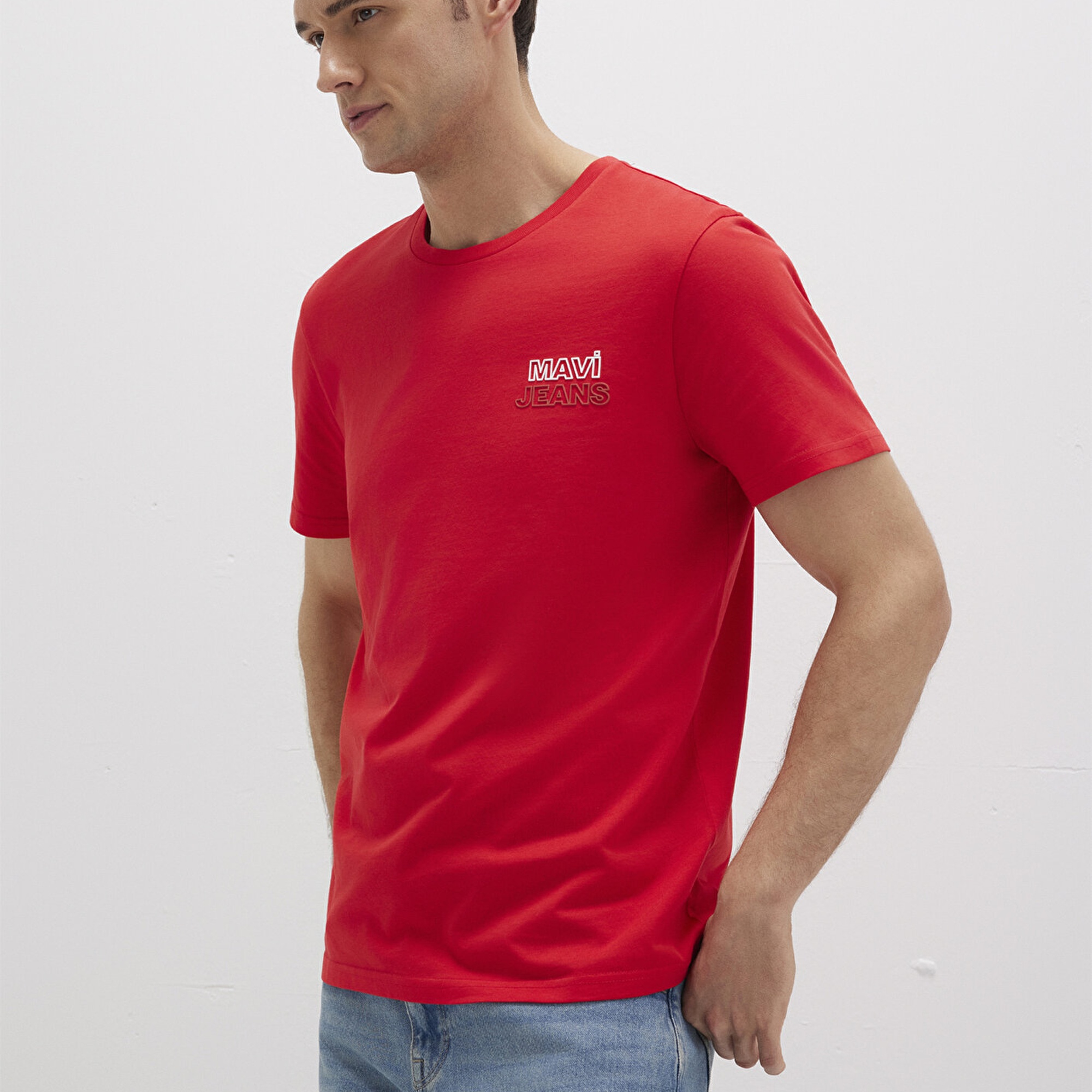 Mavi Mavi Jeans Baskılı Kırmızı Tişört Slim Fit / Dar Kesim 066841-33099