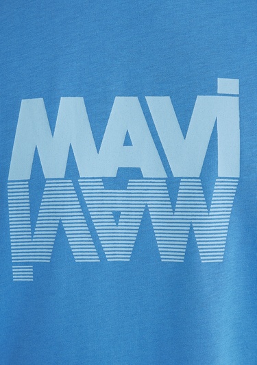  Mavi Mavi Logo Baskılı Mavi Tişört Loose Fit / Bol Rahat Kesim 0611311-70772