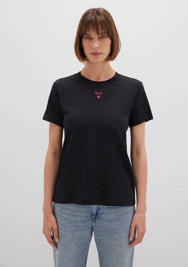  Mavi Mavi Logo Baskılı Siyah Tişört Semi Slim Fit / Yarı Dar Kesim 1601185-900