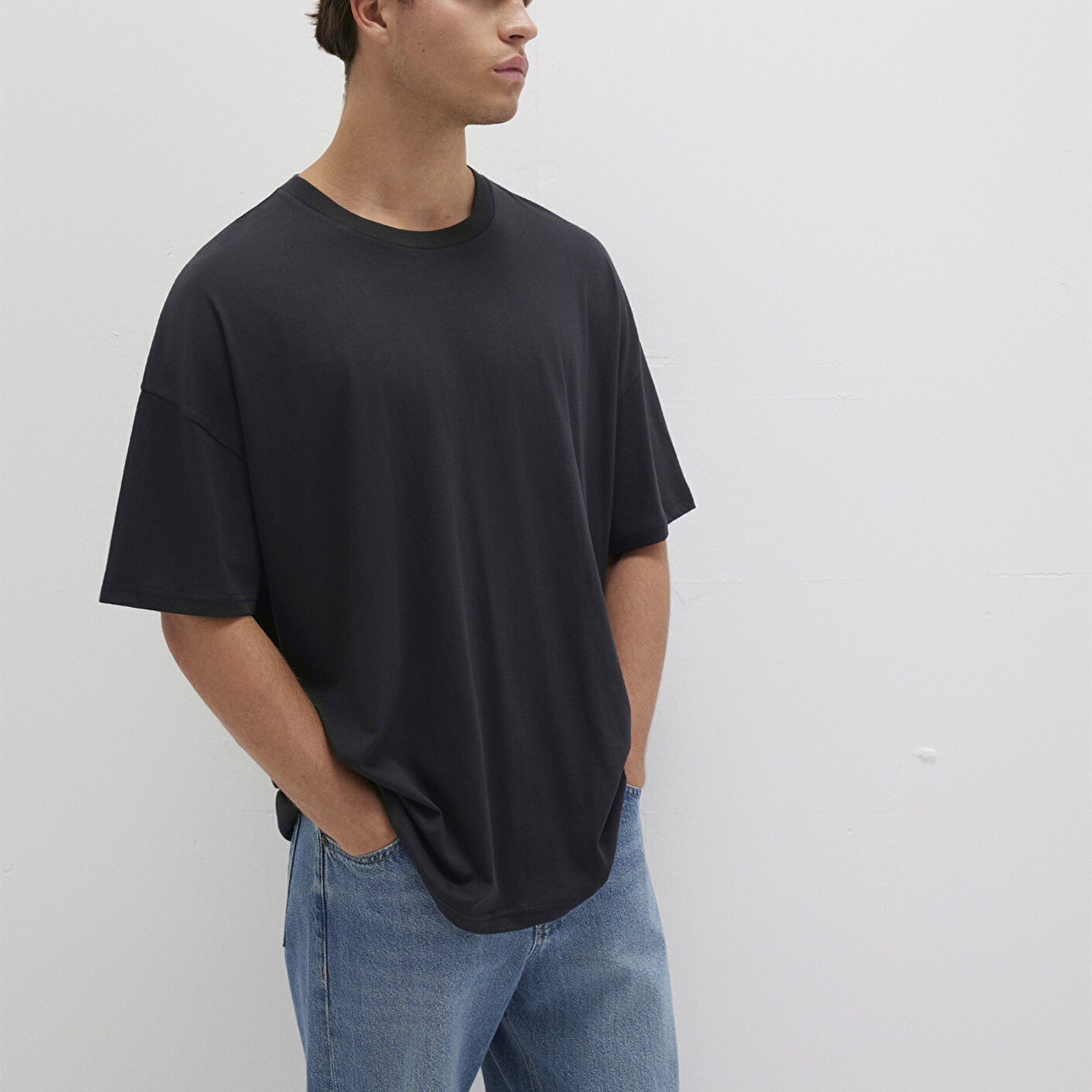 Mavi Organik Pamuk Siyah Oversize Tişört Oversize / Geniş Kesim 066902-900