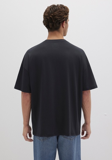  Mavi Organik Pamuk Siyah Oversize Tişört Oversize / Geniş Kesim 066902-900