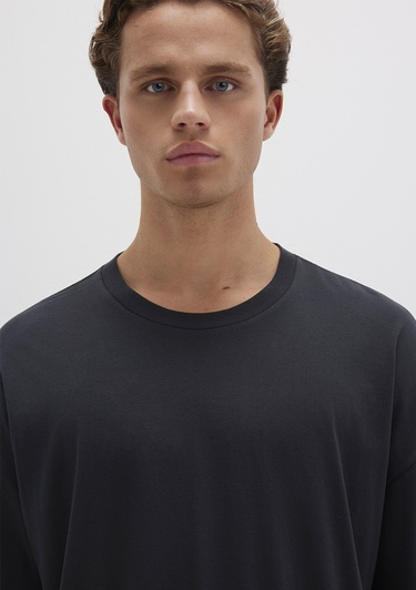  Mavi Organik Pamuk Siyah Oversize Tişört Oversize / Geniş Kesim 066902-900