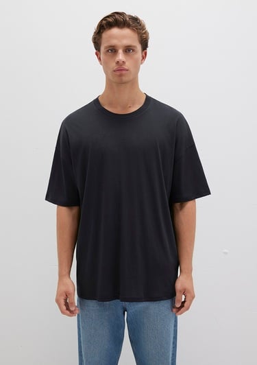  Mavi Organik Pamuk Siyah Oversize Tişört Oversize / Geniş Kesim 066902-900