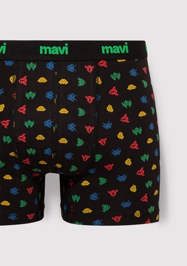  Mavi Baskılı Siyah Boxer 092259-900