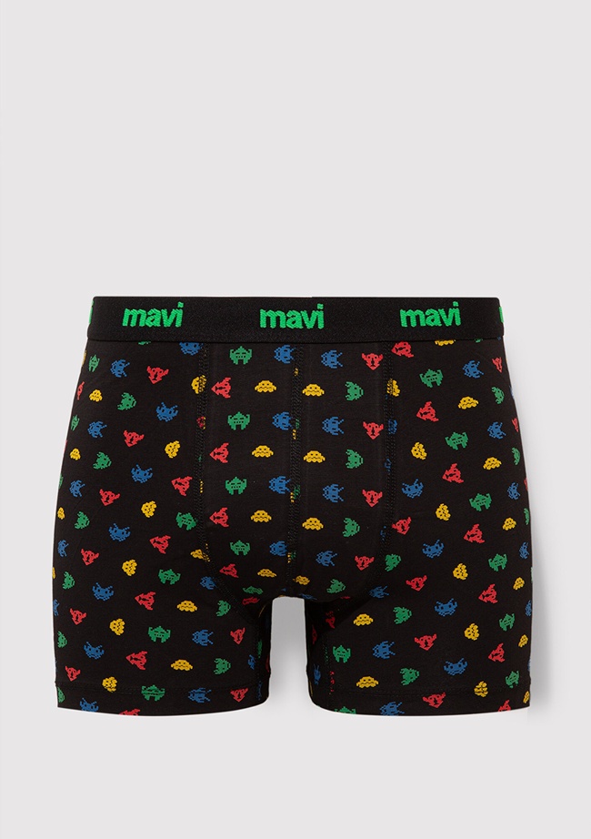  Mavi Baskılı Siyah Boxer 092259-900