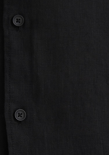  Mavi Siyah Keten Gömlek Regular Fit / Normal Kesim 0210492-900