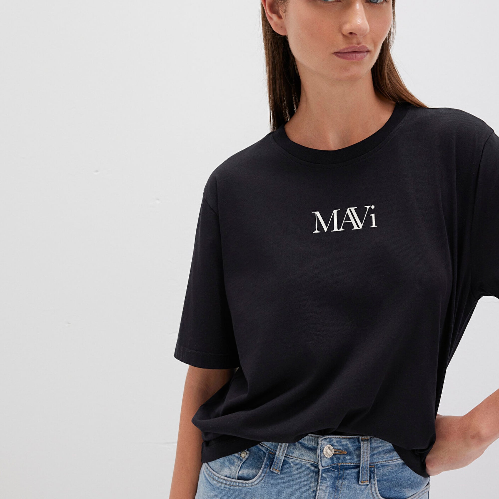 Mavi Mavi Logo Baskılı Siyah Tişört Regular Fit / Normal Kesim 1611594-900