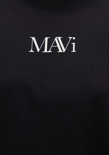  Mavi Mavi Logo Baskılı Siyah Tişört Regular Fit / Normal Kesim 1611594-900