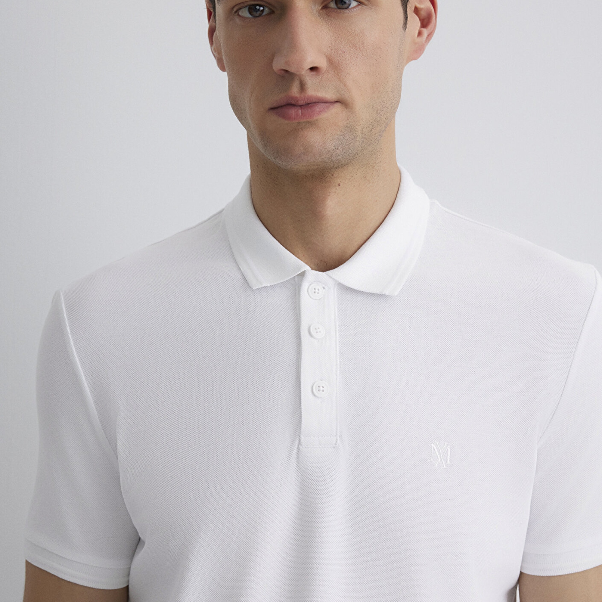 Mavi Beyaz Polo Tişört Slim Fit / Dar Kesim 064946-27879