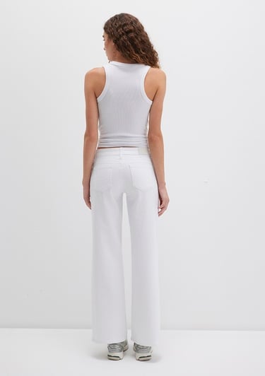  Mavi Deli Dolu Everyday Casual Beyaz Jean Pantolon 1010485183