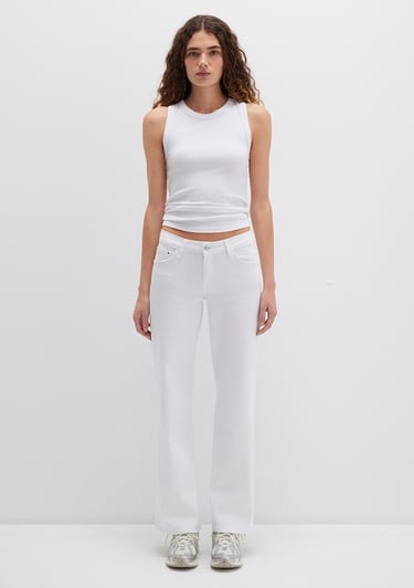  Mavi Deli Dolu Everyday Casual Beyaz Jean Pantolon 1010485183