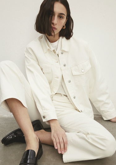  Mavi Luna 90lar Kırık Beyaz Jean Ceket 1110177-84112