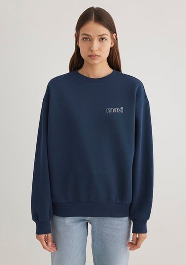  Mavi Mavi Logo Baskılı Lacivert Sweatshirt 1611656-82454