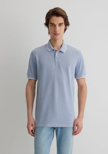  Mavi Şerit Detaylı Mavi Polo Tişört Slim Fit / Dar Kesim 065900-30715