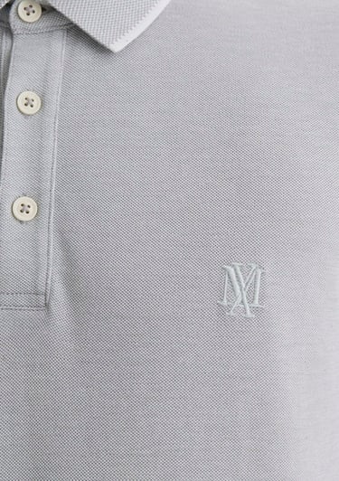  Mavi Şerit Detaylı Gri Polo Tişört Slim Fit / Dar Kesim 065900-34019