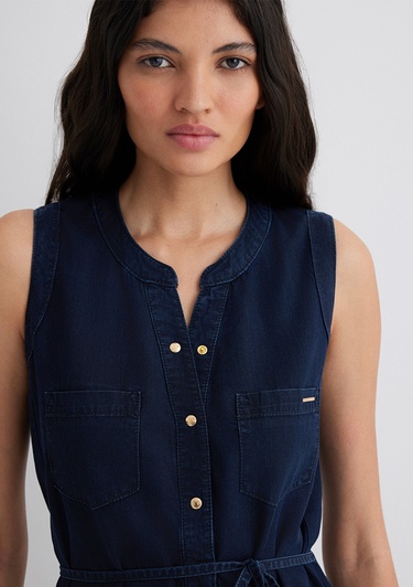  Mavi Suzy Gold Klasik Mürekkep Mavi Jean Elbise 130317-81270