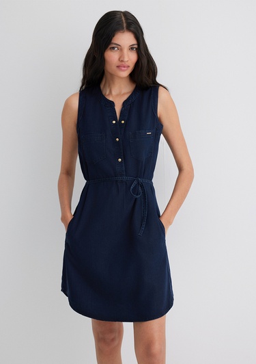  Mavi Suzy Gold Klasik Mürekkep Mavi Jean Elbise 130317-81270