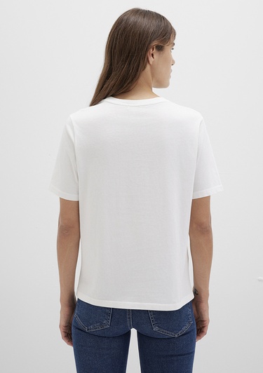  Mavi Ekru Basic Tişört Regular Fit / Normal Kesim 1600965-33389