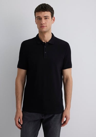  Mavi Siyah Polo Tişört Slim Fit / Dar Kesim 064946-21842