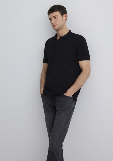  Mavi Siyah Polo Tişört Slim Fit / Dar Kesim 064946-21842