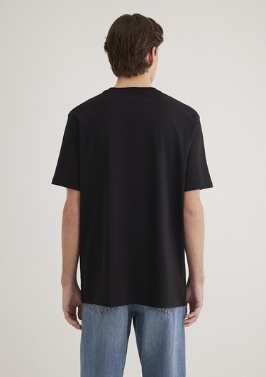  Mavi Mavi Nakışlı Siyah Tişört Loose Fit / Bol Rahat Kesim 0610100-900