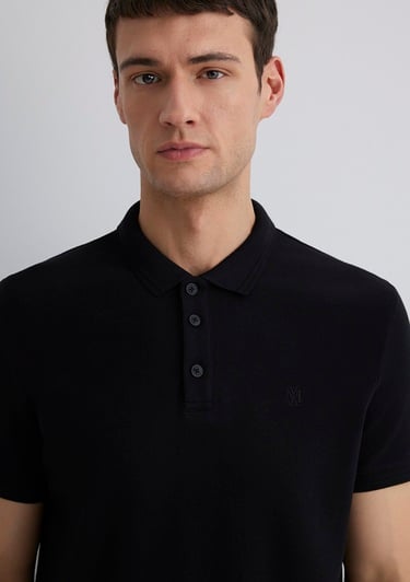  Mavi Siyah Polo Tişört Slim Fit / Dar Kesim 064946-21842