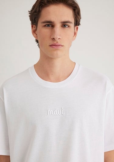  Mavi Mavi Nakışlı Beyaz Tişört Loose Fit / Bol Rahat Kesim 0610100-620