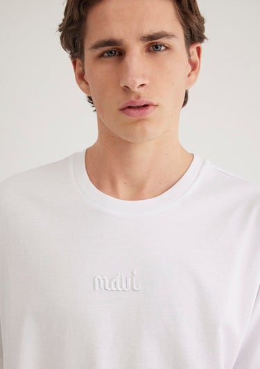  Mavi Mavi Nakışlı Beyaz Tişört Loose Fit / Bol Rahat Kesim 0610100-620