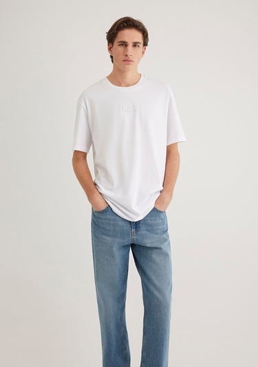  Mavi Mavi Nakışlı Beyaz Tişört Loose Fit / Bol Rahat Kesim 0610100-620