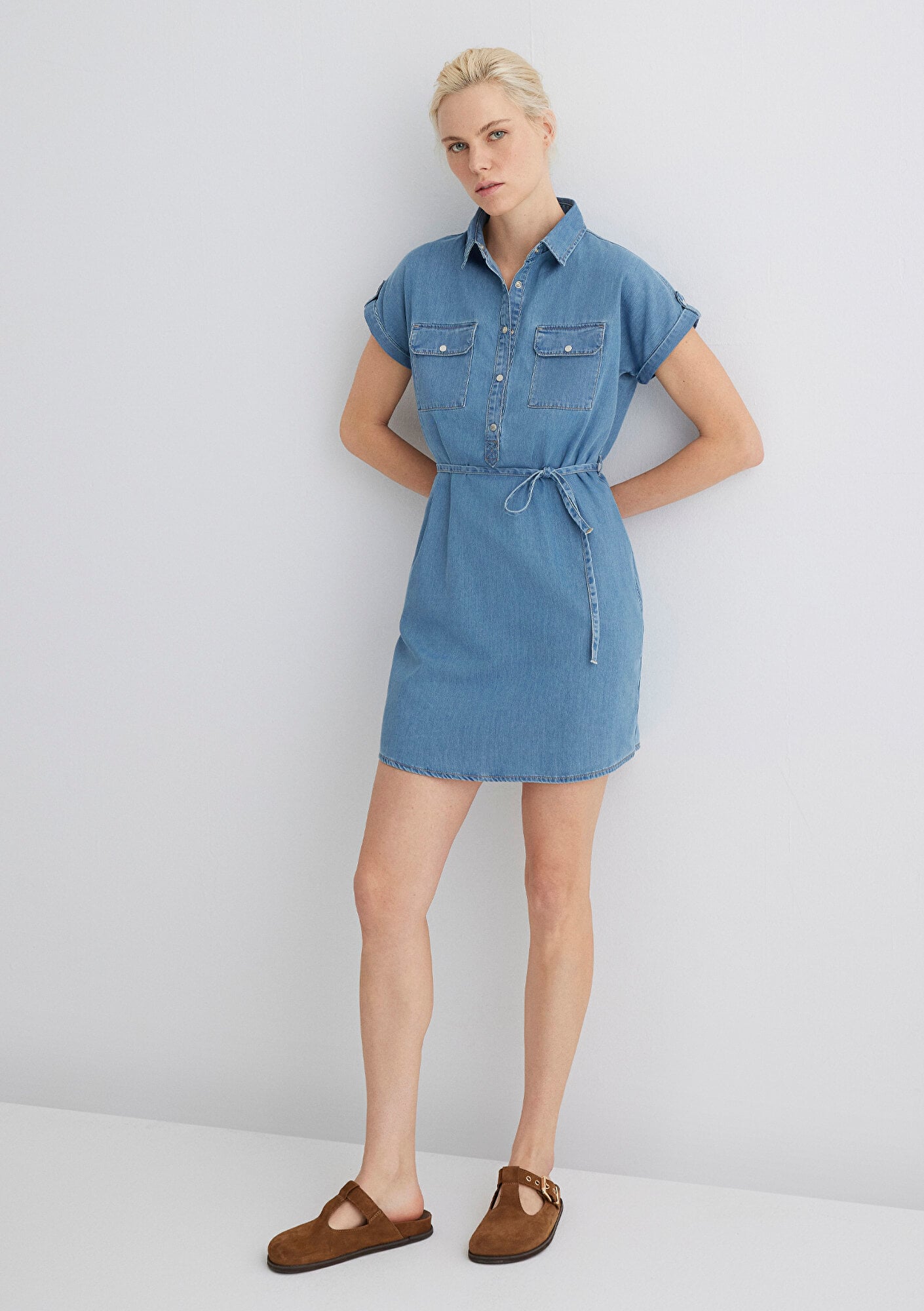  Mavi Barbara Gold Klasik Açık Mavi Jean Elbise 130548-26176