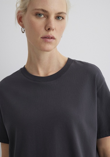  Mavi Bisiklet Yaka Antrasit Basic Tişört Boxy Fit 1611651-70087