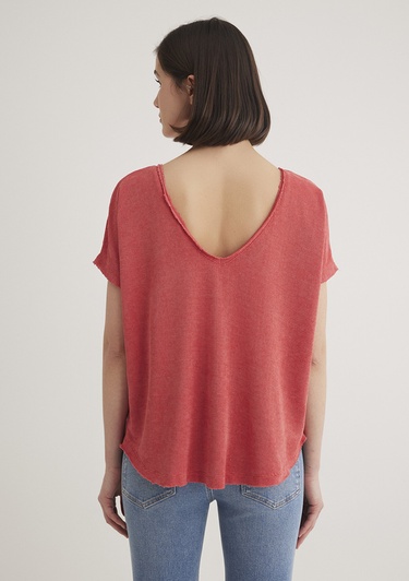  Mavi Dokulu Pembe Basic Tişört Loose Fit / Bol Rahat Kesim 167311-71102